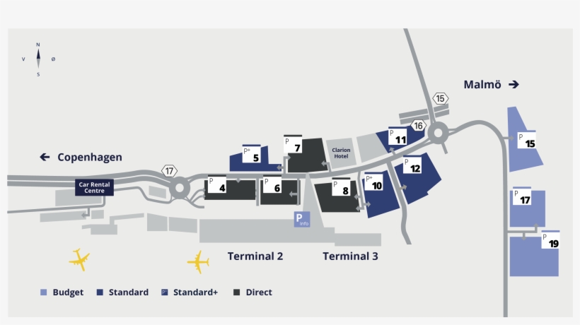 Get An Overview Of The Car Parks In Copenhagen Airport - Car Rental Center Copenhagen Airport, transparent png download
