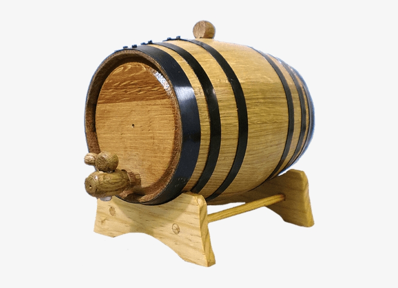 2 Liter Oak Barrel With Black Steel Hoops - Barrel, transparent png download