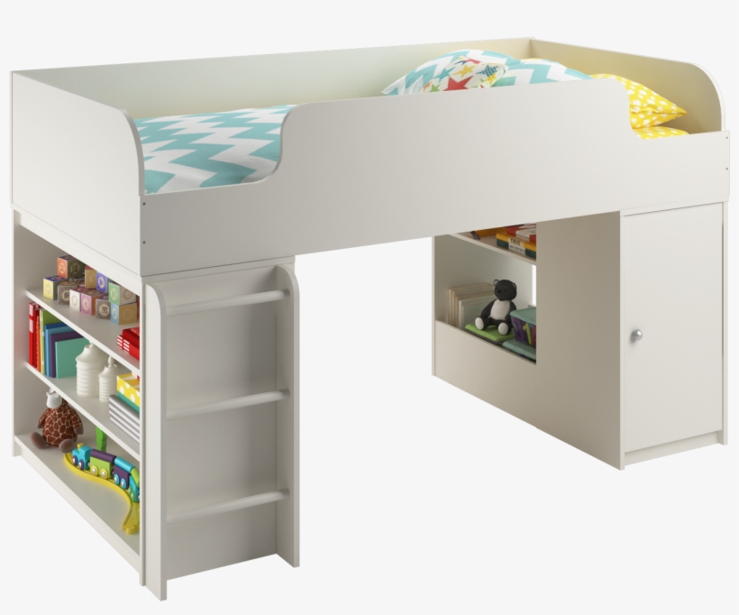 Cosco Elements Loft Bed With Bookcase And Toy Box Bookcase - Bookcase, transparent png download
