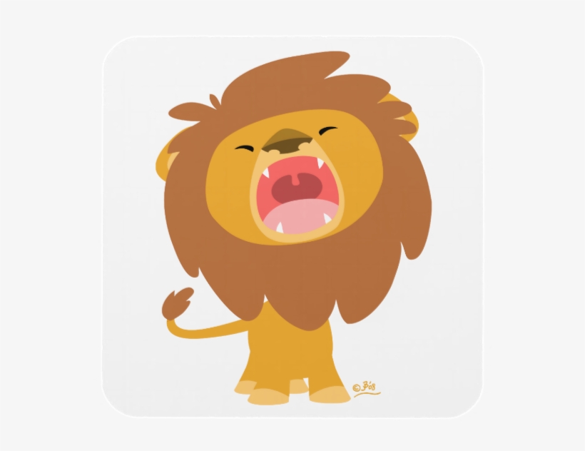 Cheerful Madness Roaring Merch Collection By Coasters - Cute Cartoon Lion Roar, transparent png download