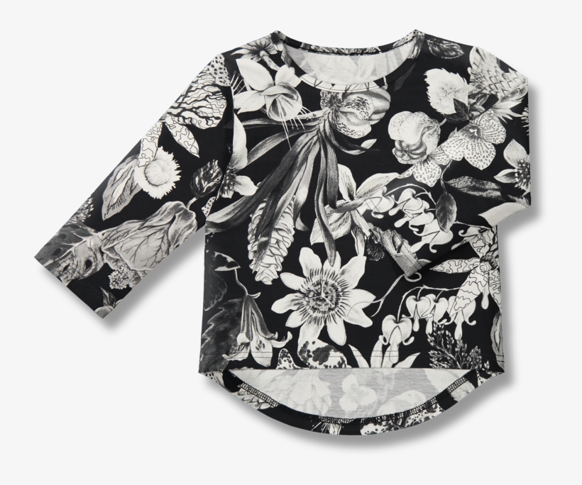 Vimma Long Sleeved Utu Mystical Flowers Black White - Monochrome, transparent png download