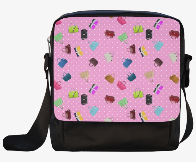 Little Purses And Pink Polka Dots Crossbody Nylon Bags - Bag, transparent png download