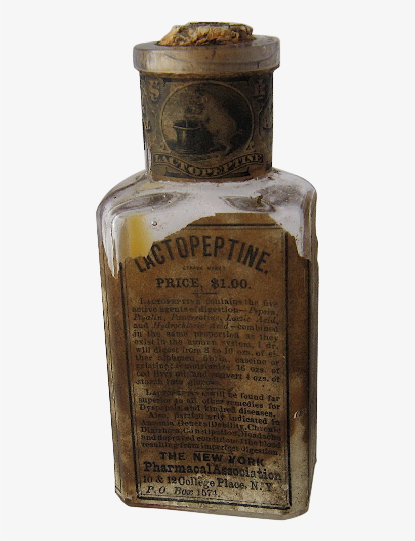 Ca Lactopeptine Bottle W Label Seal Cork - 1900 Medicine Bottle, transparent png download