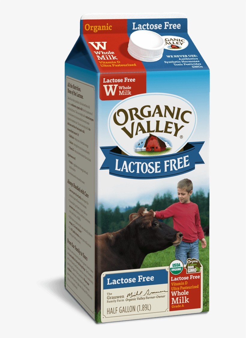 Lactose-free Whole Milk, Ultra Pasteurized, Half Gallon - Organic Valley Lactose Free Whole Milk, transparent png download