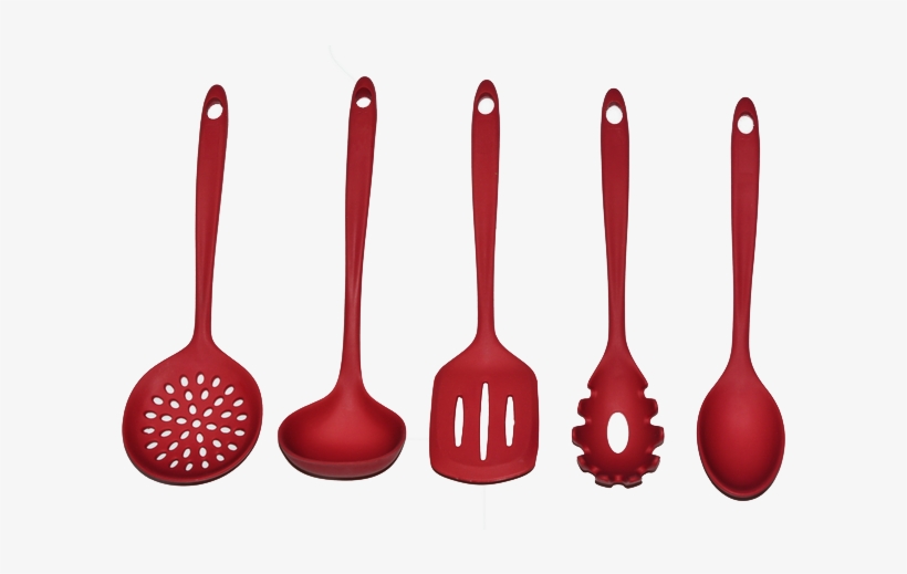Heat-resistant Silicone Kitchen Utensil 5 Piece Cooking - Espatula De Silicone Vermelha, transparent png download