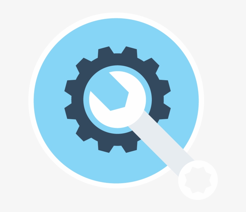 Circular Icon Depicting A Gear And Wrench - Portable Network Graphics, transparent png download