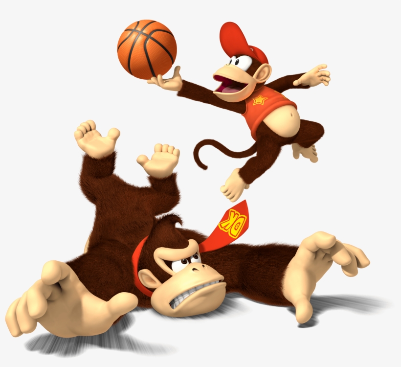 Donkey Kong And Diddy Kong Playing Basketball - Donkey Kong And Diddy Kong Png, transparent png download