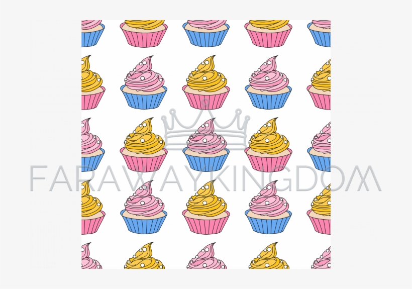 Love Cake Valentine Day Seamless Pattern Vector Illustration - Cupcake, transparent png download