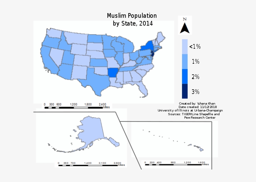 The Muslim Population Of The United States In 2014, - Louisiana A Blue State, transparent png download