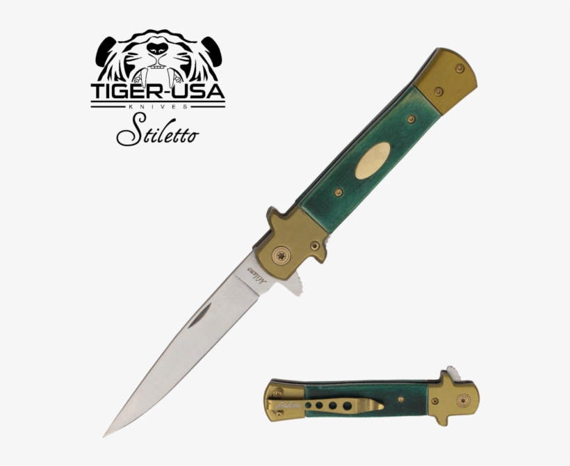 9" Classic German Style Stiletto Spring Assisted Folding - Switchblade, transparent png download