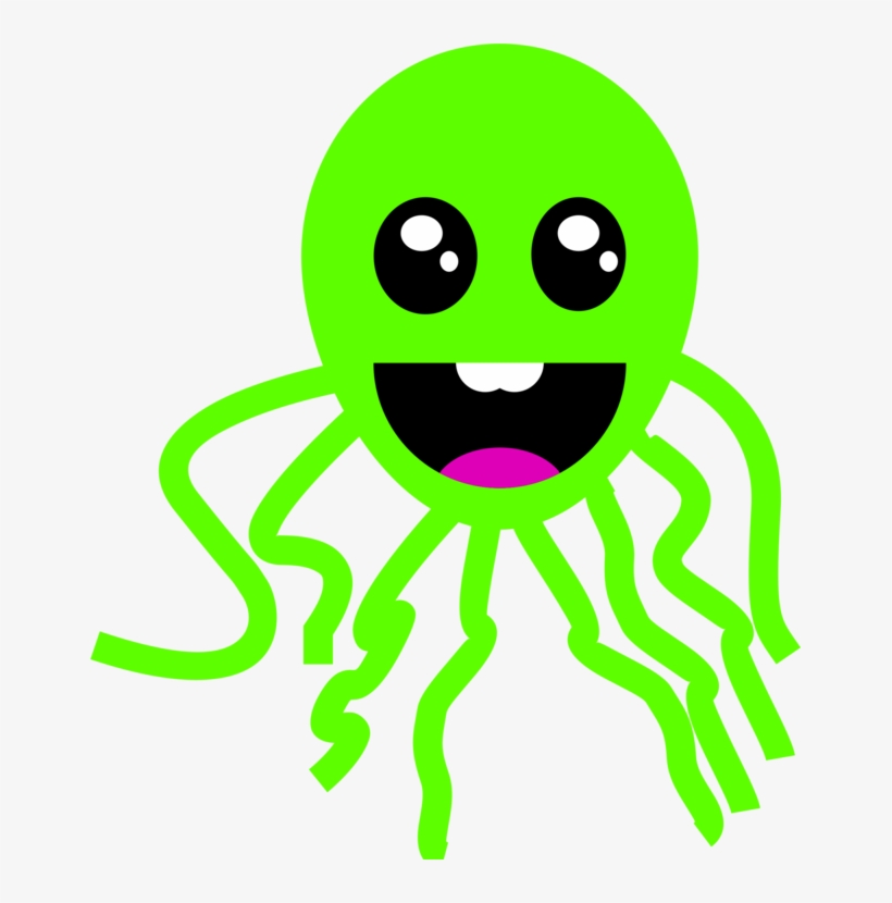 Octopus Smiley Cartoon Leaf Infant - Illustration, transparent png download