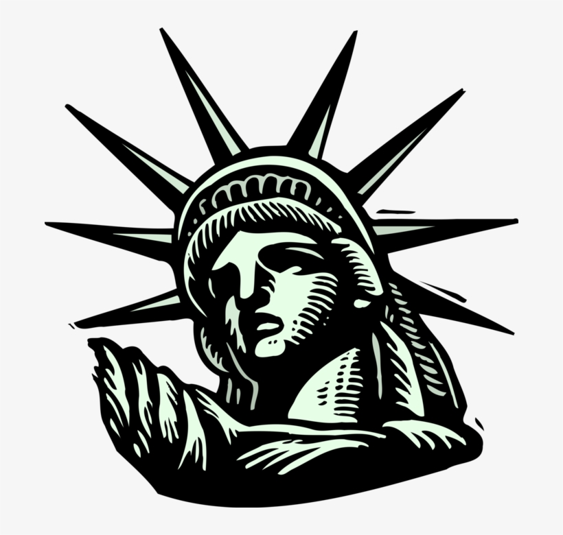 Vector Illustration Of Statue Of Liberty Colossal Neoclassical - Ellis Island Immigration Clipart, transparent png download