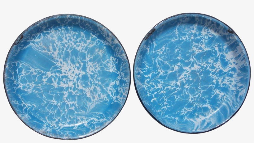 Robin's Egg Blue Swirl Two Sided Enamel Vintage Graniteware - Circle, transparent png download
