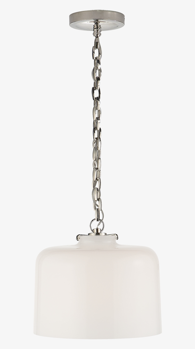 Katie Dome Pendant In Polished Nickel With White Glass - Silver, transparent png download