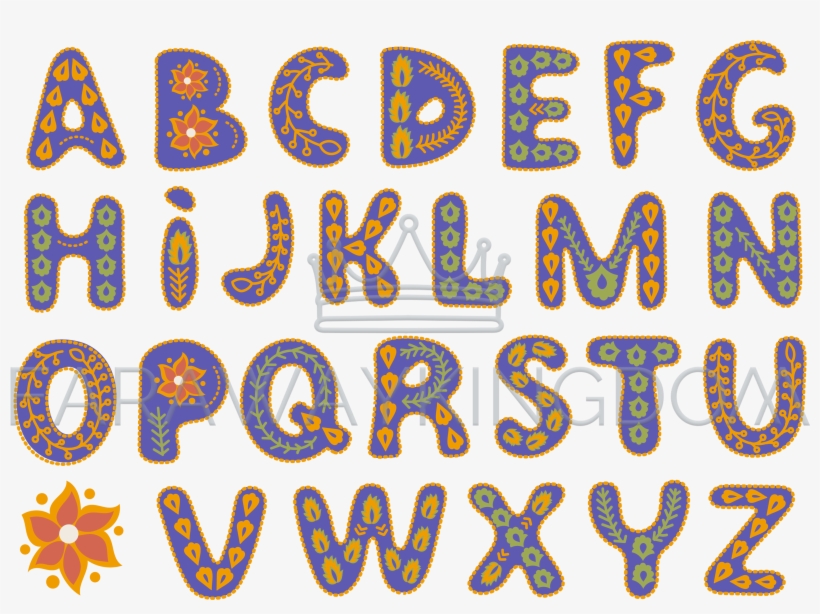 Decorative Alphabet Folk Vector Illustration Set, transparent png download