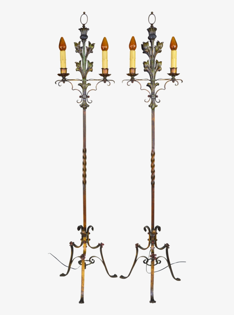 Pair 1920s Floor Lamp Candelabras - Large Transparent Floor Candelabra, transparent png download