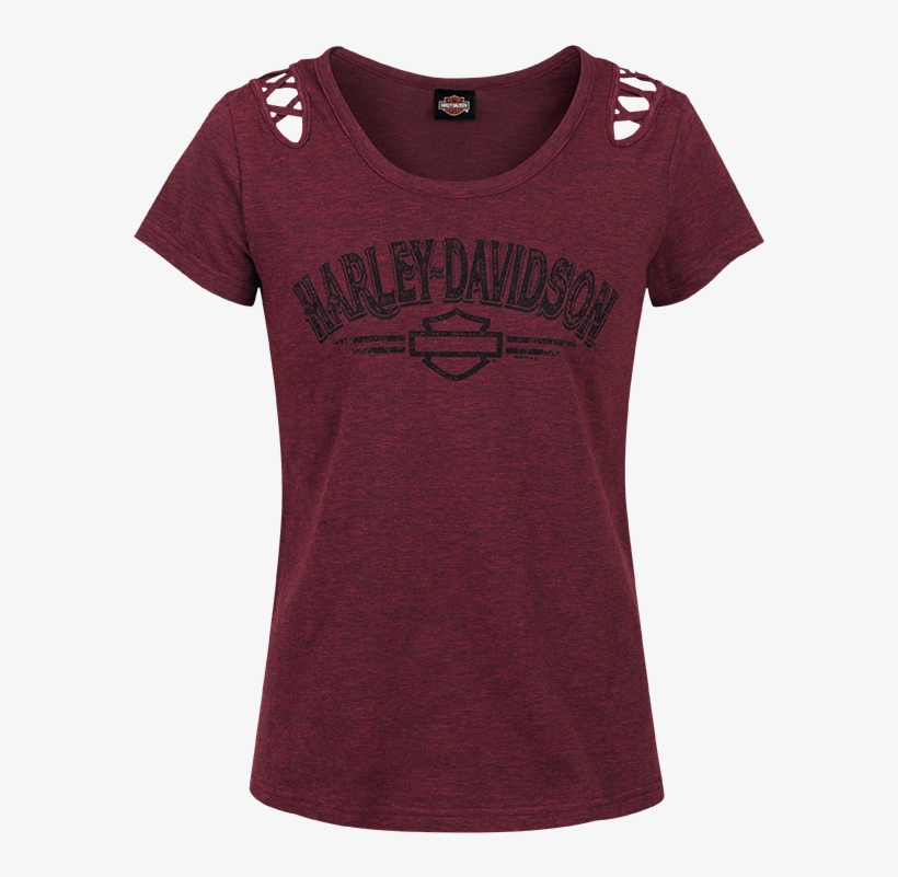 Harley Davidson Catching Ladies Lattice Shoulder Dealer - Active Shirt, transparent png download