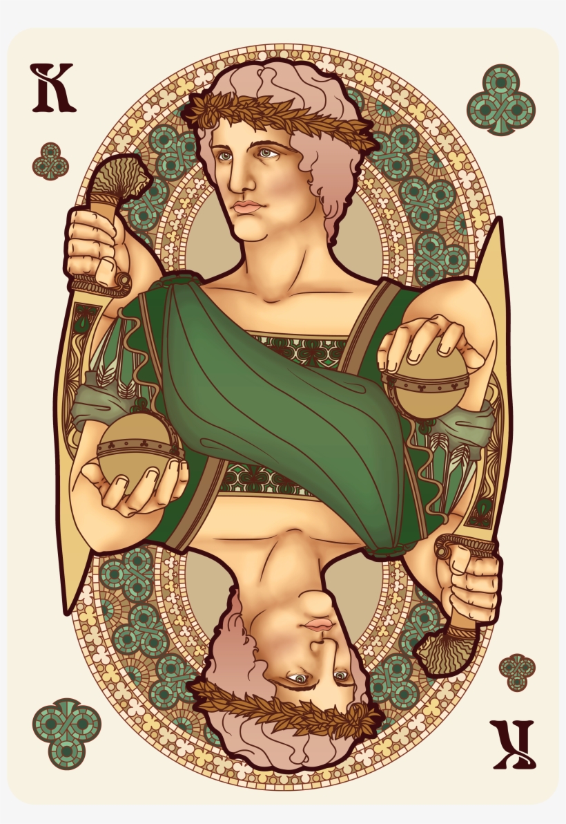 Nouveau Bourgogne Playing Cards King Of Clubs - Illustration, transparent png download