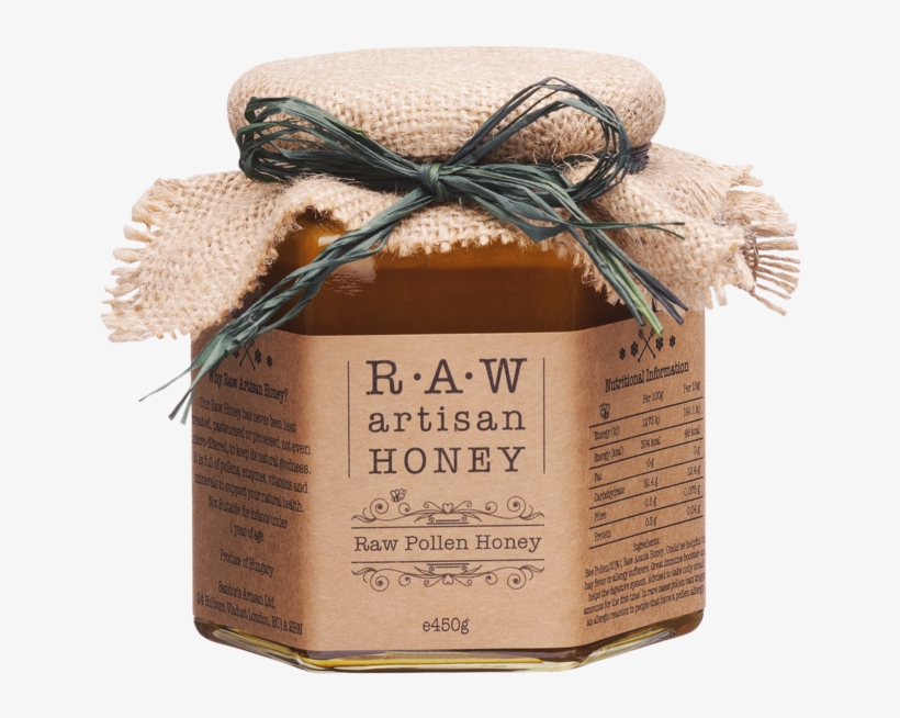 Raw Honey With Bee Pollen, 100% Natural, Pure Honey, - Gift Wrapping, transparent png download