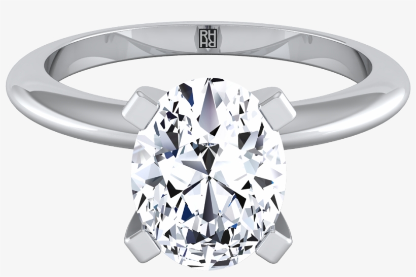 4 Prong Oval Solitaire Engagement Ring With Petite - Split Shank Oval Engagement Ring Knife Edge, transparent png download
