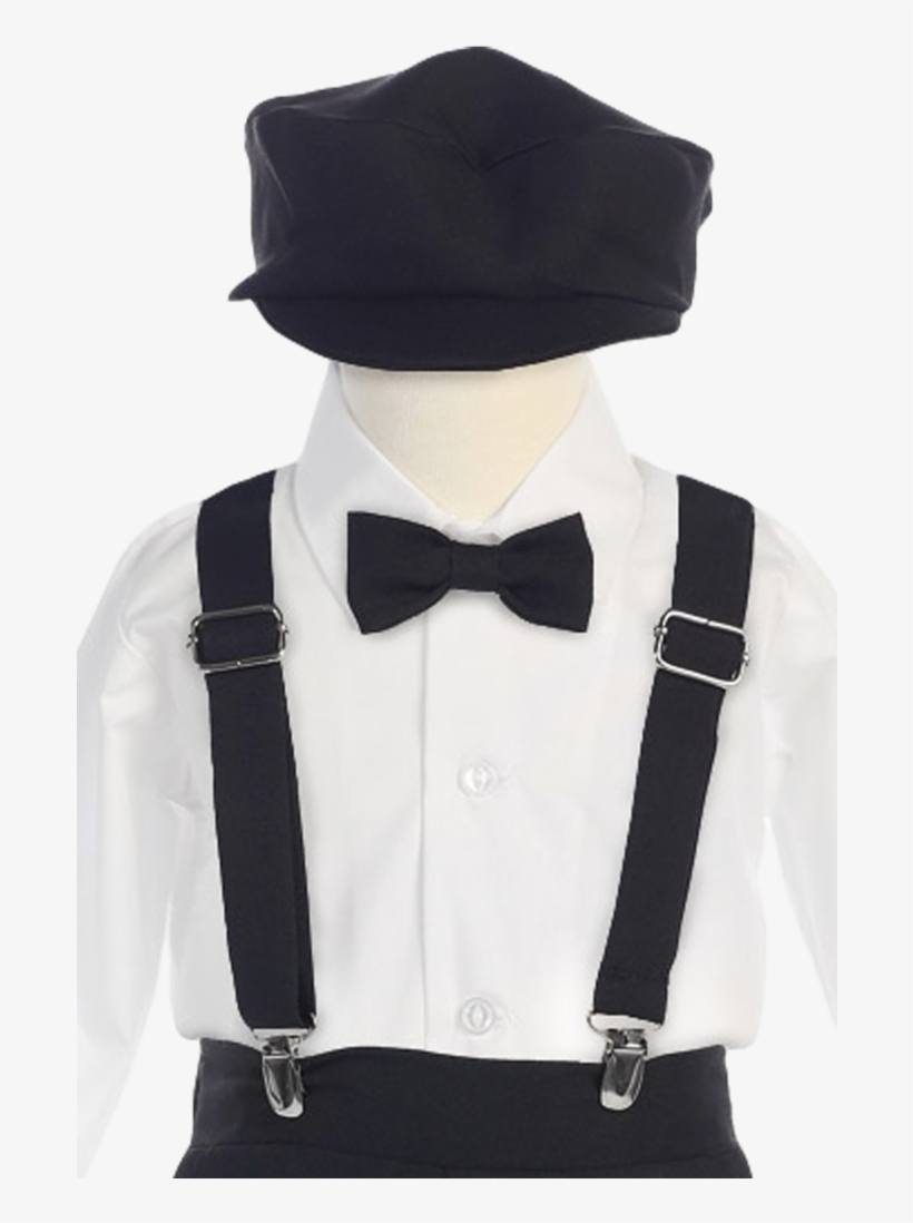 Black Suspender Pants, Long Sleeve 5 Pc Outfit With - White Long Sleeve With Suspender, transparent png download