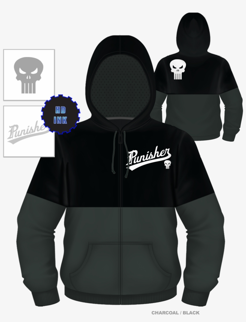 Marvel All Hail The Punisher Skull Zip Up Sweatshirt - Empire Strikes Back Hoodie, transparent png download