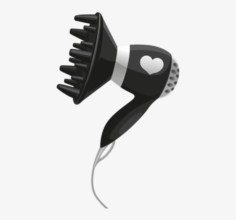 Free Png Download Black Hairdryer With Heart Clipart - Hand, transparent png download