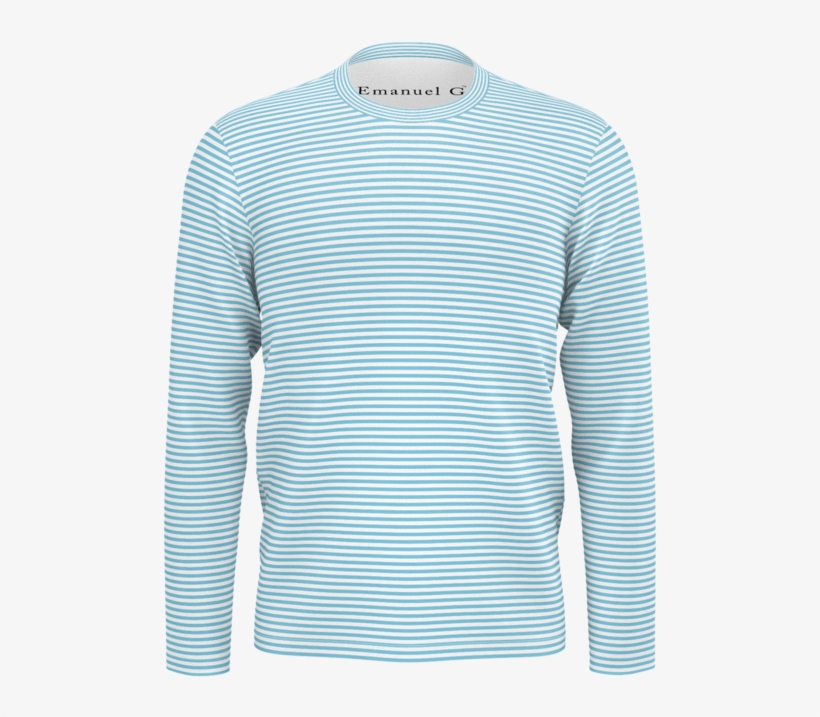 Light Blue Horizontal Stripes Long-sleeve - T-shirt, transparent png download