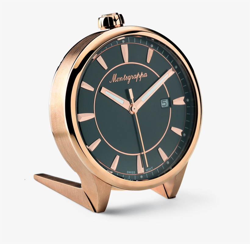 Fortuna Table Clock, Ip Rose Gold, Black Dial - Strap, transparent png download