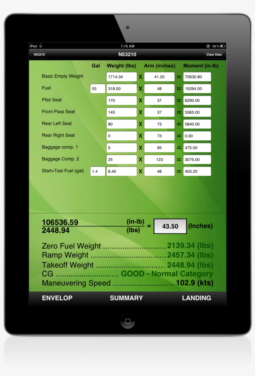 Aviation W&b Calculator Makes It Easy To Precisely - Tablet Computer, transparent png download