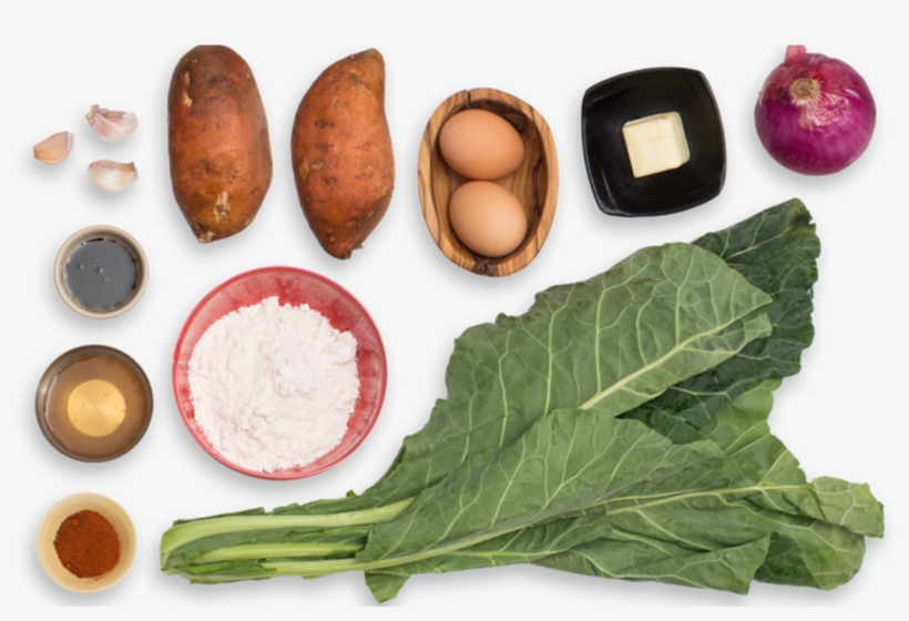 Sweet Potato & Collard Green Hash With Sunny Side Up - Spinach, transparent png download