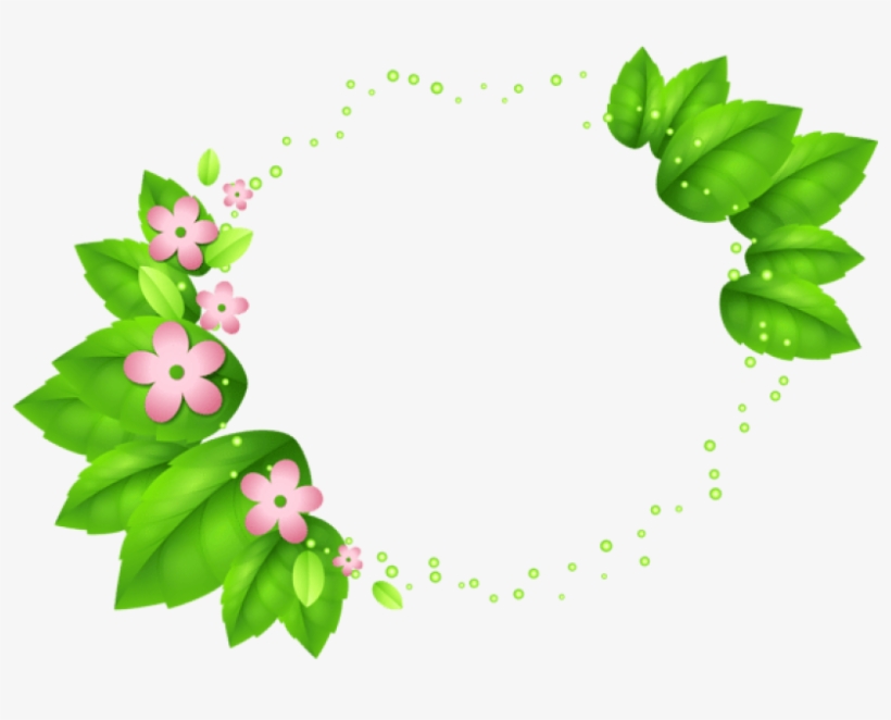 Free Png Download Green Spring Decor With Pink Flowers - Green And Pink Flower Png, transparent png download