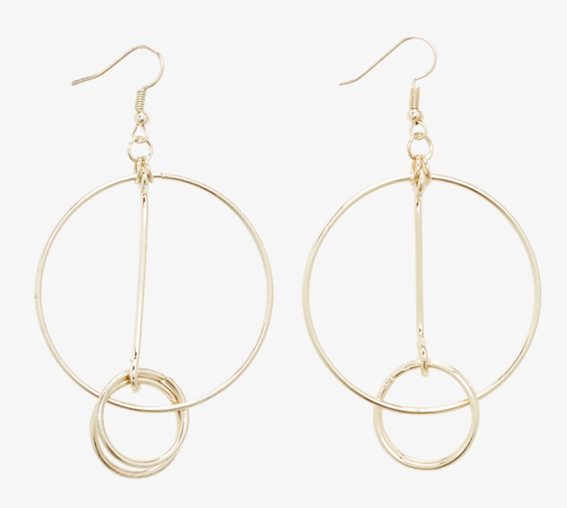 Double Circle Drop Hoops In Colour Gold Earth - Earrings, transparent png download