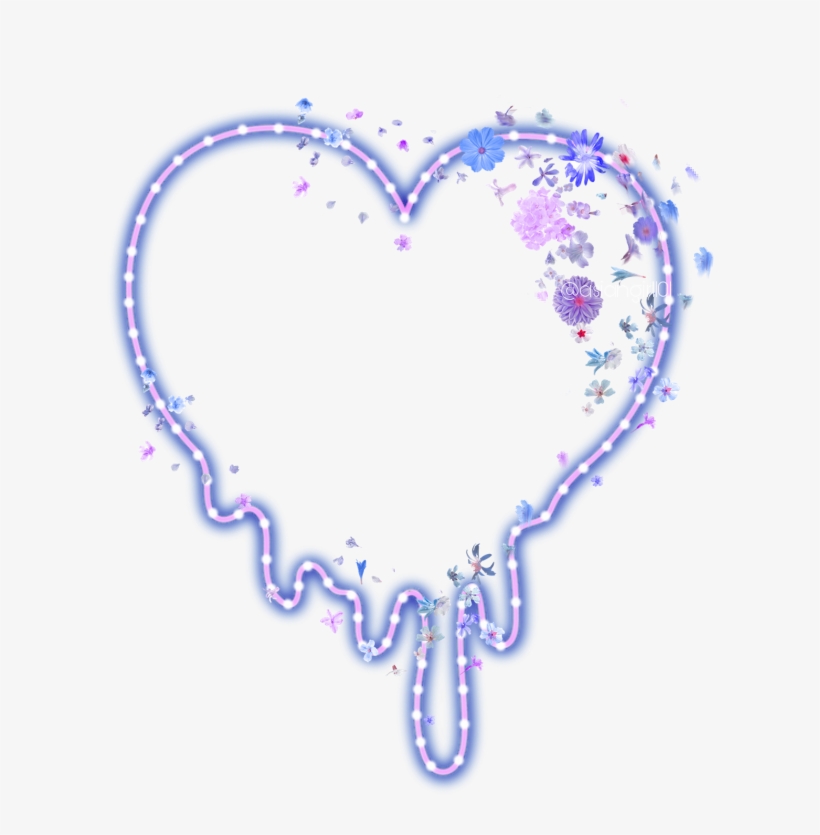 Neon Heart Floatingflowers Ftestickers - Heart, transparent png download