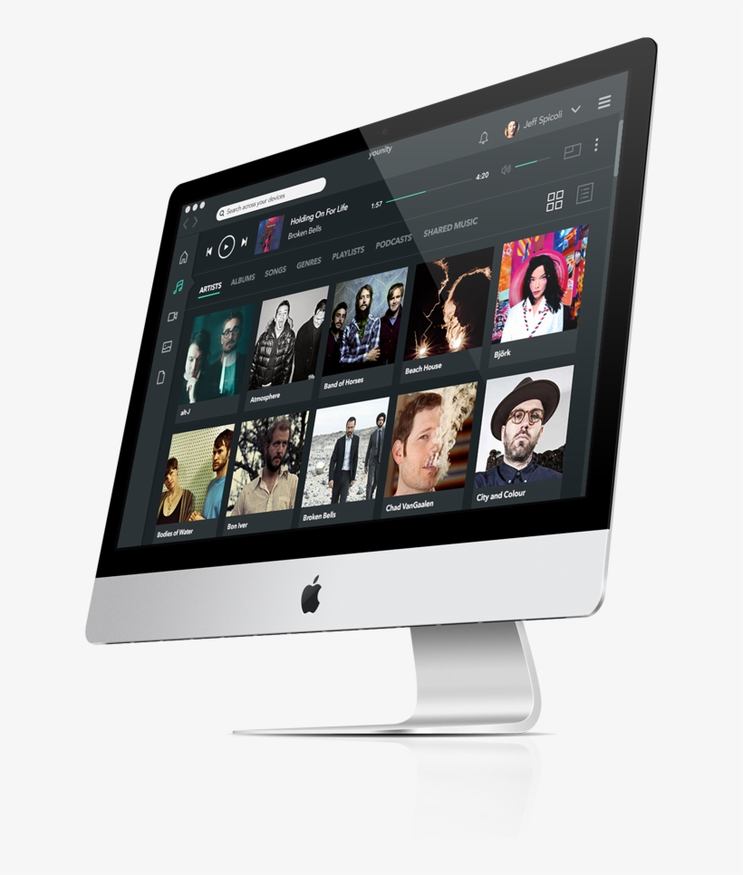 Mac With Younity Music Menu Ui - Led-backlit Lcd Display, transparent png download
