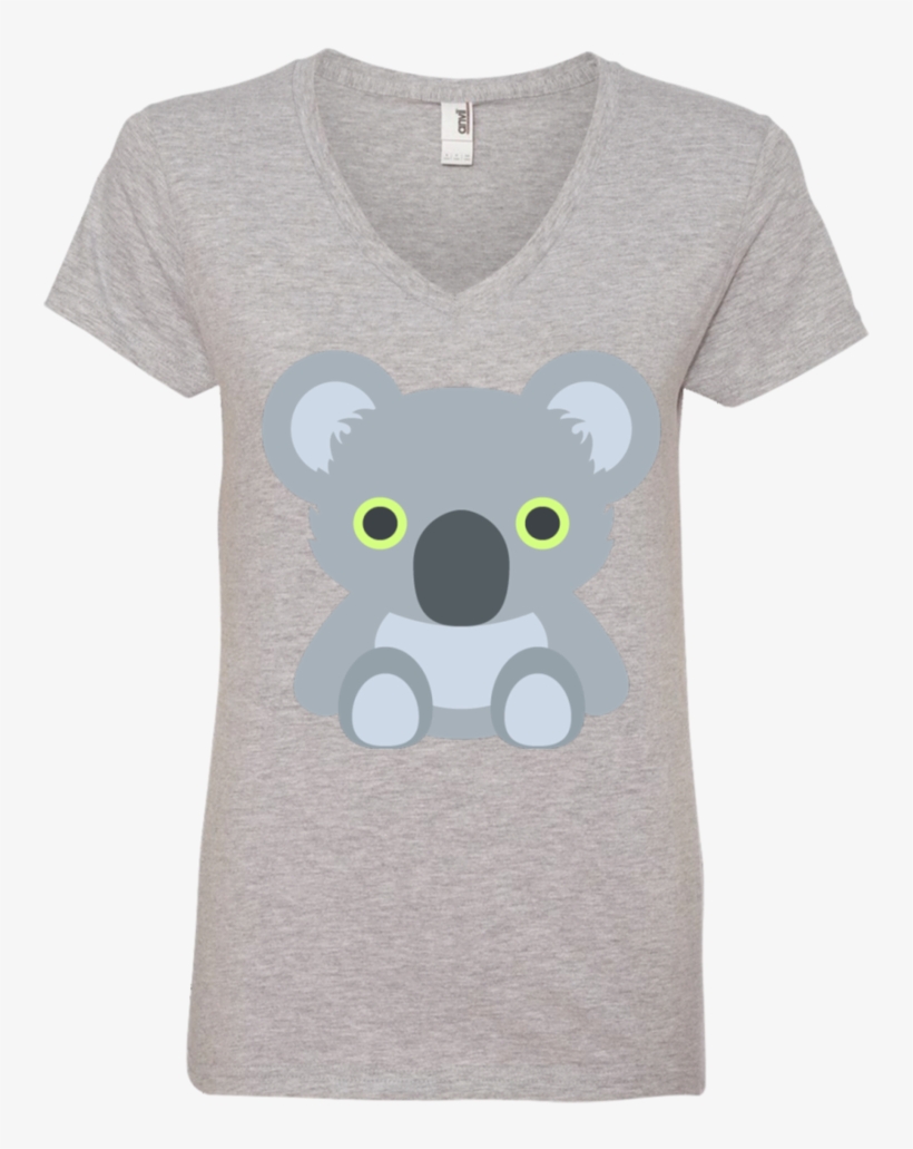 Koala Emoji Ladies' V Neck T Shirt - Shirt, transparent png download