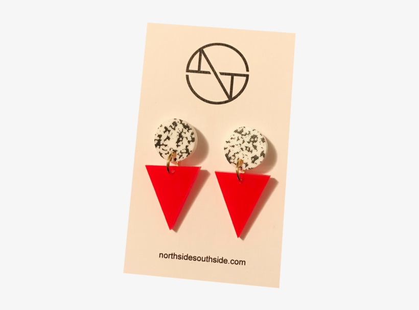 B W / Neon Red - Earrings, transparent png download