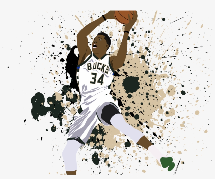Giannis Antetokounmpo Paint Splatter Illustration - Giannis Antetokounmpo Png, transparent png download