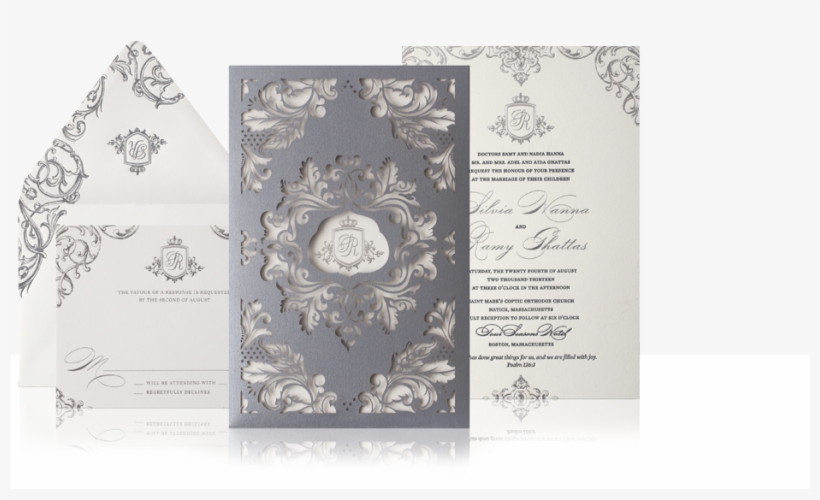 Luxury Laser Cut Wedding Invitation - Grey Laser Cut Wedding Invitations, transparent png download