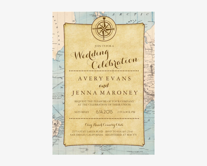 Vintage World Travel Map Wedding Invitation From $3 - Convite De Aniversario Tema Viagem, transparent png download