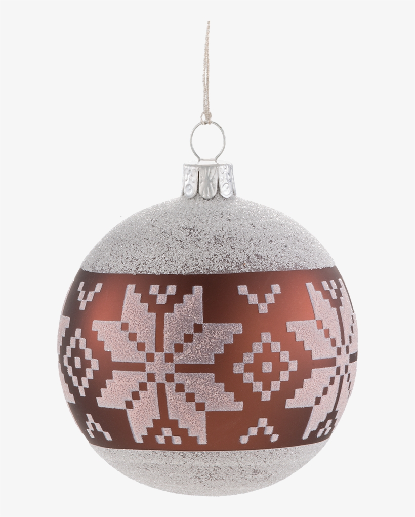 Christmal Bauble Auburn With White Pattern, - Christmas Ornament, transparent png download