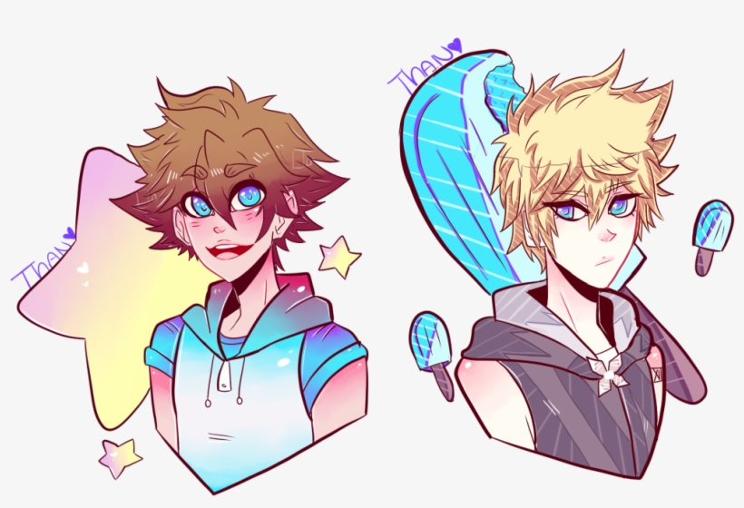 Sora And Roxas ♥♥♥ I Mimicked Iiyosiigh's Coloring - Cartoon, transparent png download