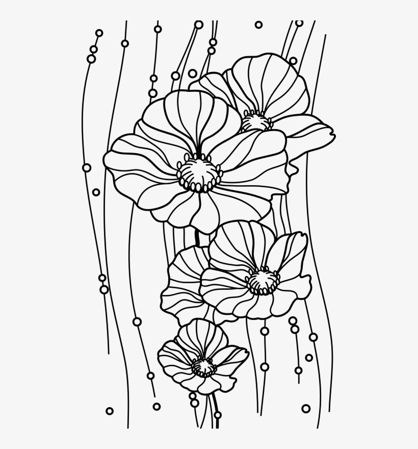 Vintage Flowers - Vintage Flowers Black And White, transparent png download