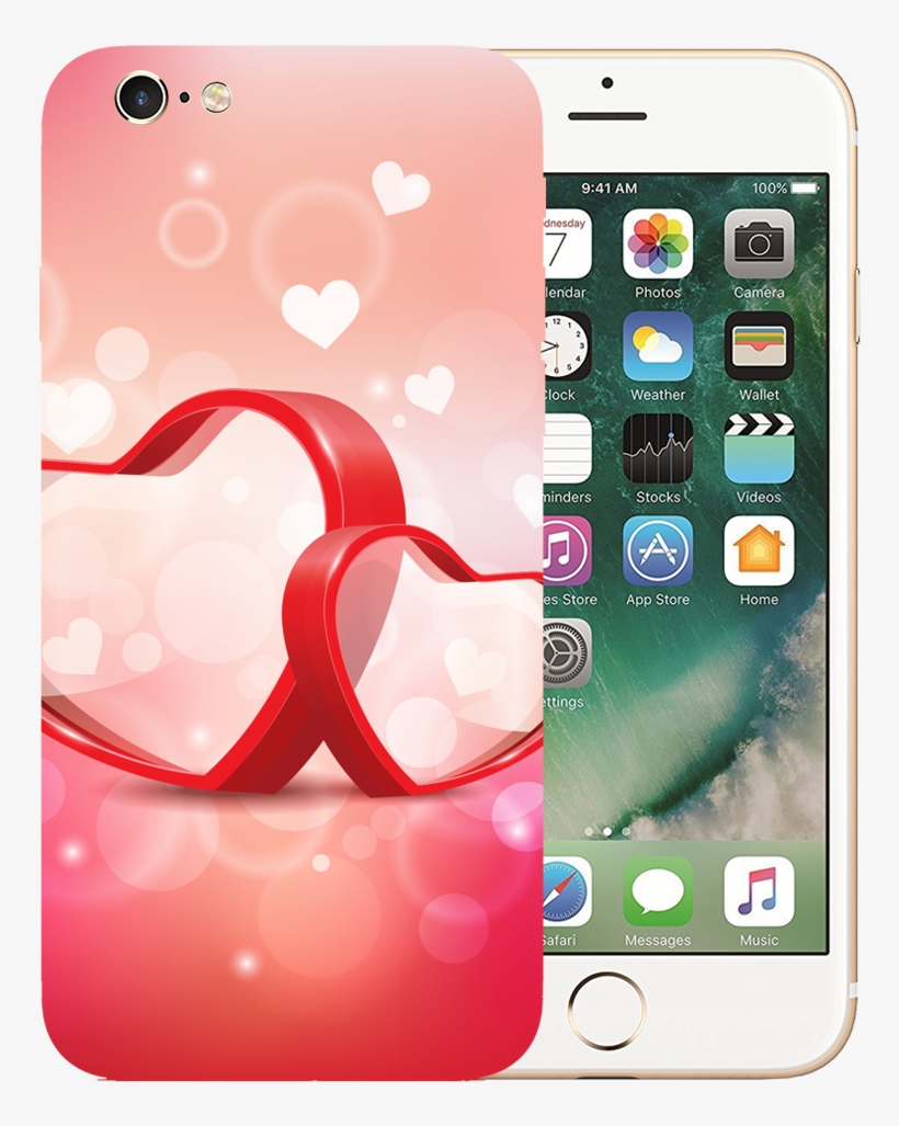 Red Hearts Printed Case Cover For Iphone 6 By Mobiflip - Iphone 6 Front Gold, transparent png download