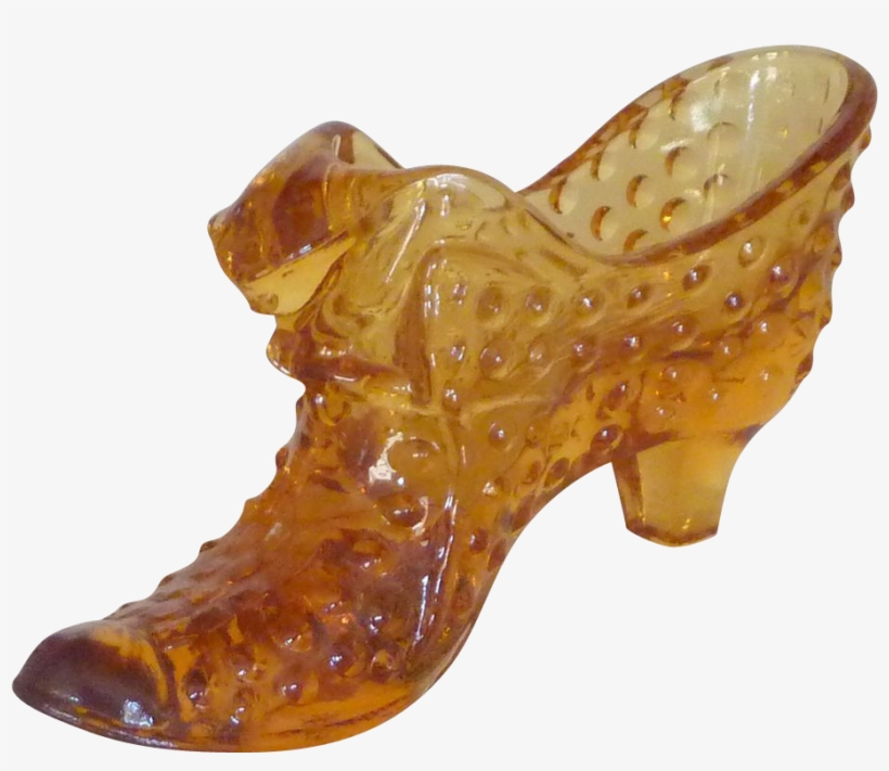 Hobnail Harvest Gold Glass Slipper Shoe With Cat - Crocodile, transparent png download