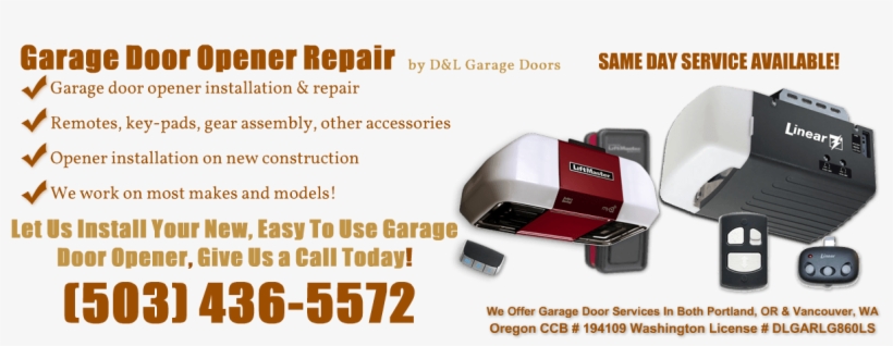 Portland Garage Door Opener Repair - Multimedia, transparent png download