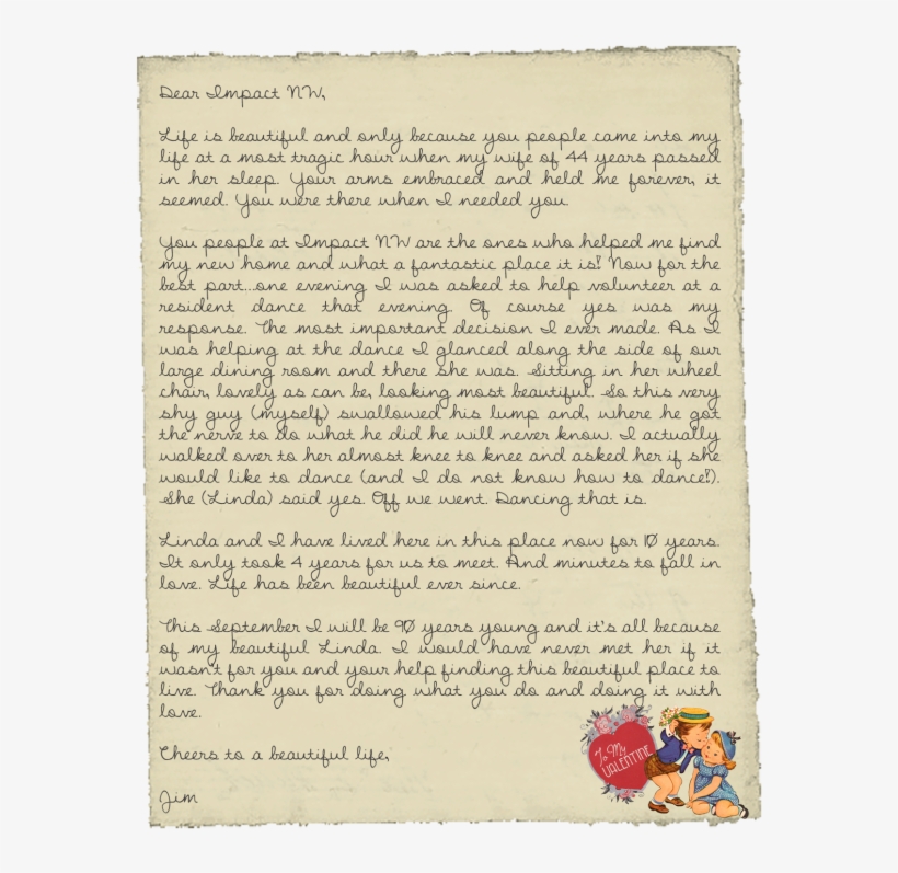 Senior Client Writes A Letter To Impact Nw Filled With - Book, transparent png download