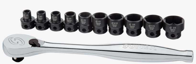 3/8″ Drive Sae Low Profile Impact Socket Set With Ratchet, transparent png download