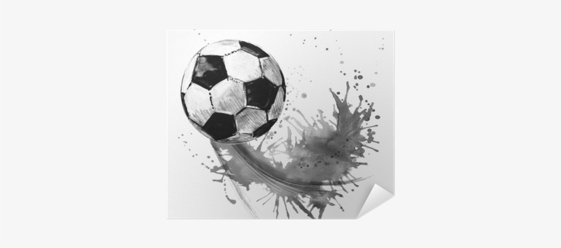 Football Watercolor Hand Drawn Illustration Poster - Porta Calcio Disegnsta Sul Muro, transparent png download