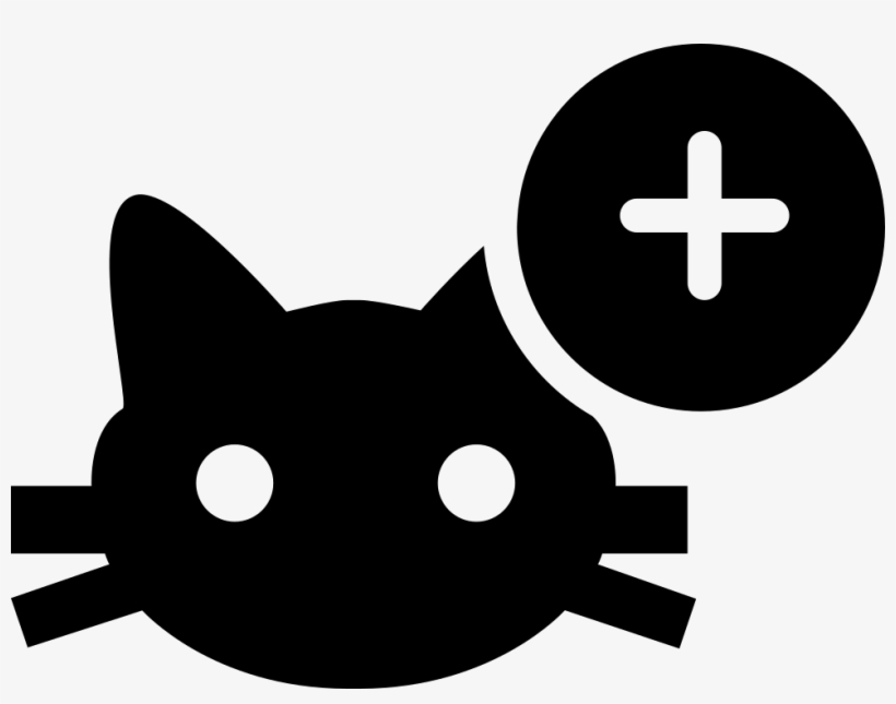 Cat Face With Plus Sign Vector - Cat With Plus Sign, transparent png download